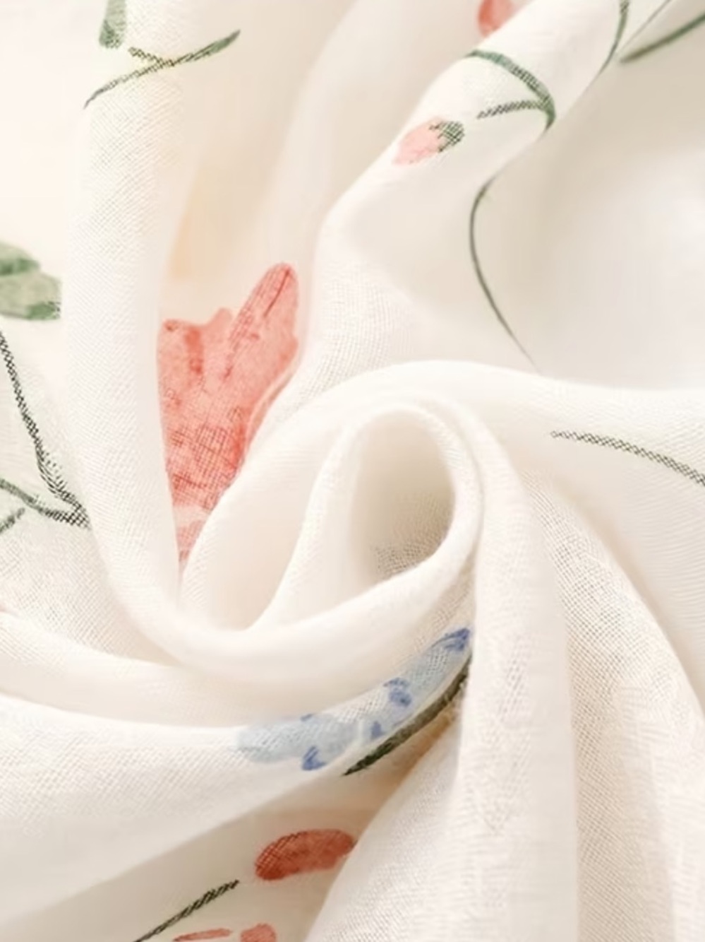 Floral Watercolor Lightweight Scarf over White New in Packaging - Picture 5 of 6